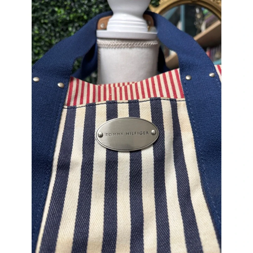 Tommy‎ Hilfiger Striped Canvas Tote Bag Nautical Blue White Red Handbag